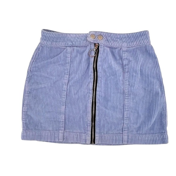 PacSun Blue Corduroy Zip Up Mini Skirt Size 27 Women’s - Picture 1 of 6